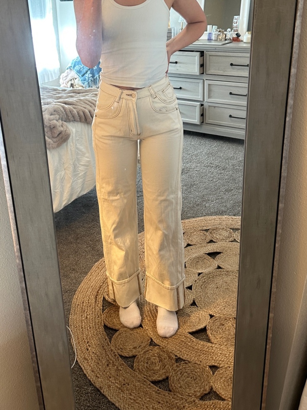 High-Rise Cuffed Jeans